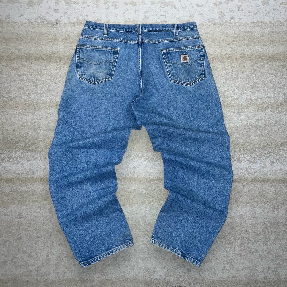 Vintage 90s Carhartt Jeans 40x30 Relaxed Fit Medium Wash Work Wear Denim